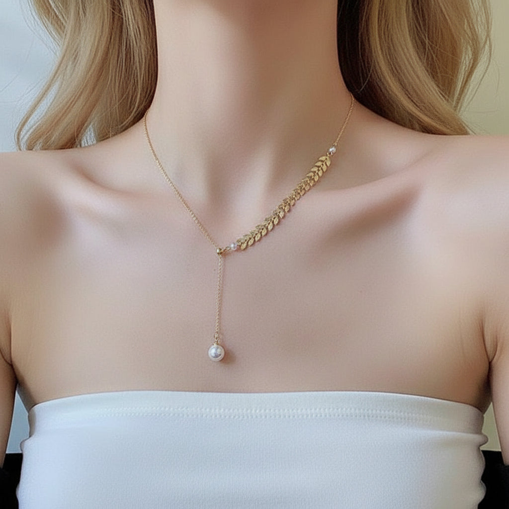 Freshwater Pearl 18k Yellow Gold Necklace-Black Diamonds New York