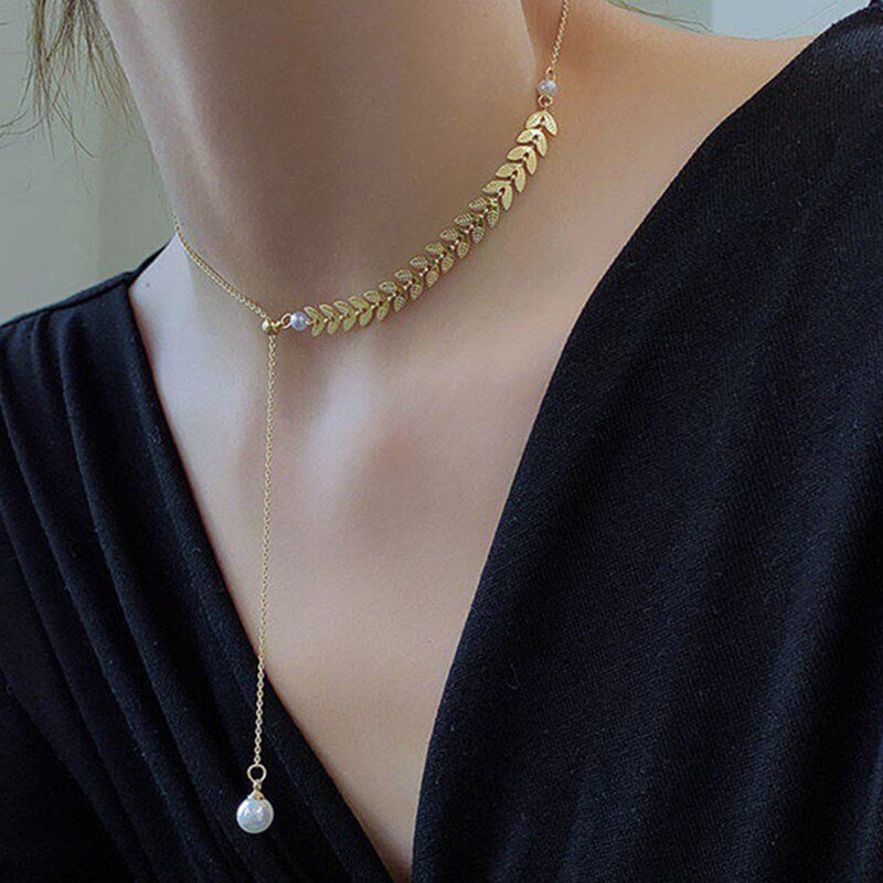 Freshwater Pearl 18k Yellow Gold Necklace-Black Diamonds New York