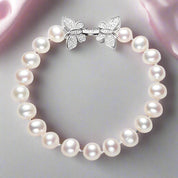 Freshwater Pearl Butterfly Bracelet-Black Diamonds New York