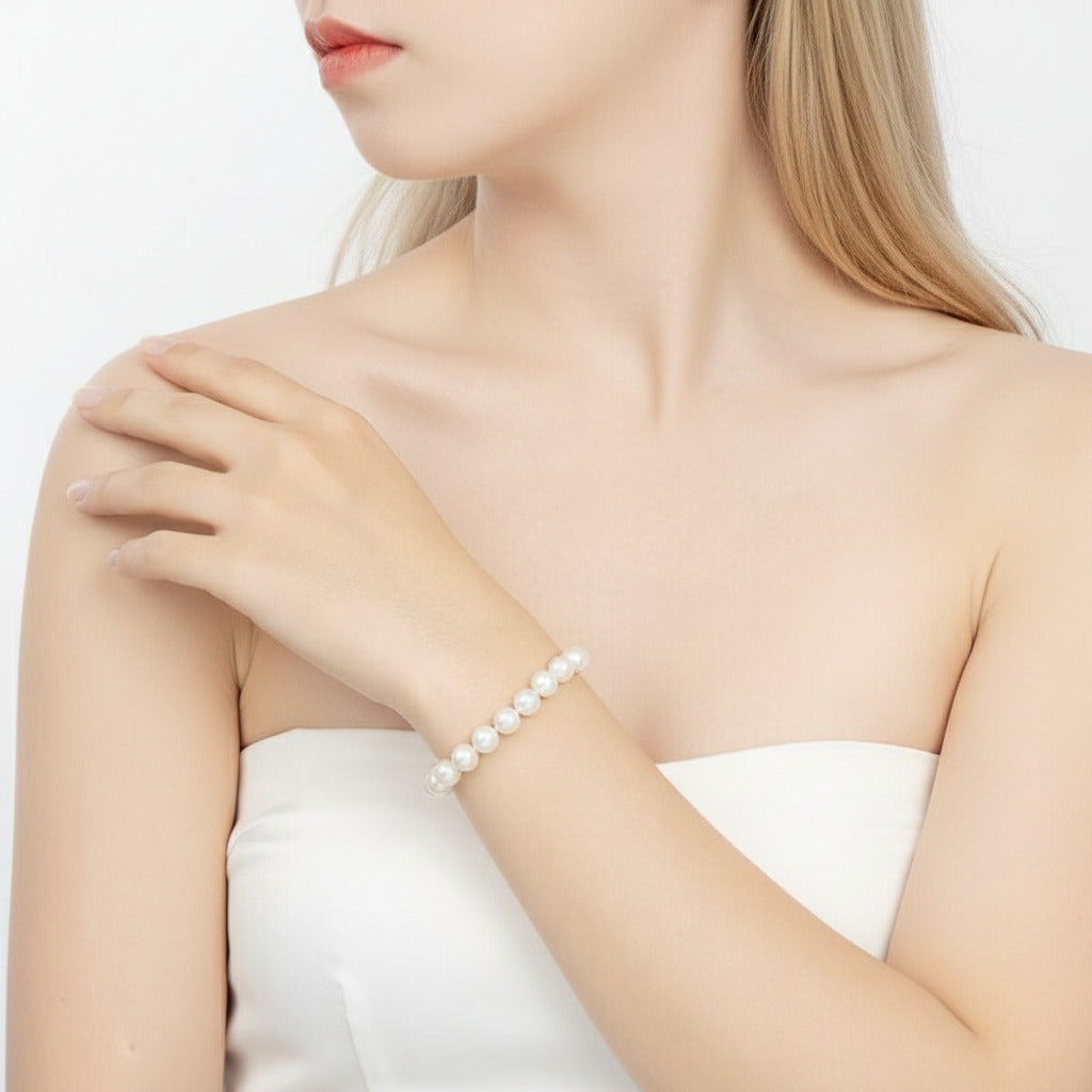 Freshwater Pearl Flower Charm Bracelet-Black Diamonds New York