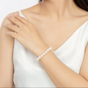 Freshwater Pearl Flower Charm Bracelet-Black Diamonds New York