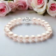 Freshwater Pearl Flower Charm Bracelet-Black Diamonds New York