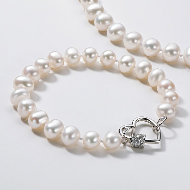 Freshwater Pearl Heart Shape Buckle Bracelet-Black Diamonds New York