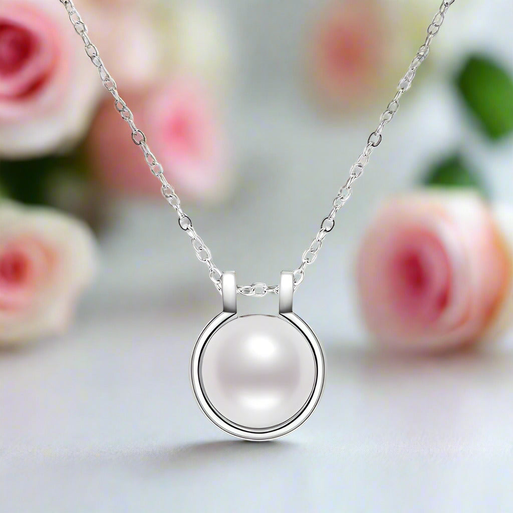 Freshwater Pearl Pendant Necklace-Black Diamonds New York