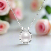 Freshwater Pearl Pendant Necklace-Black Diamonds New York