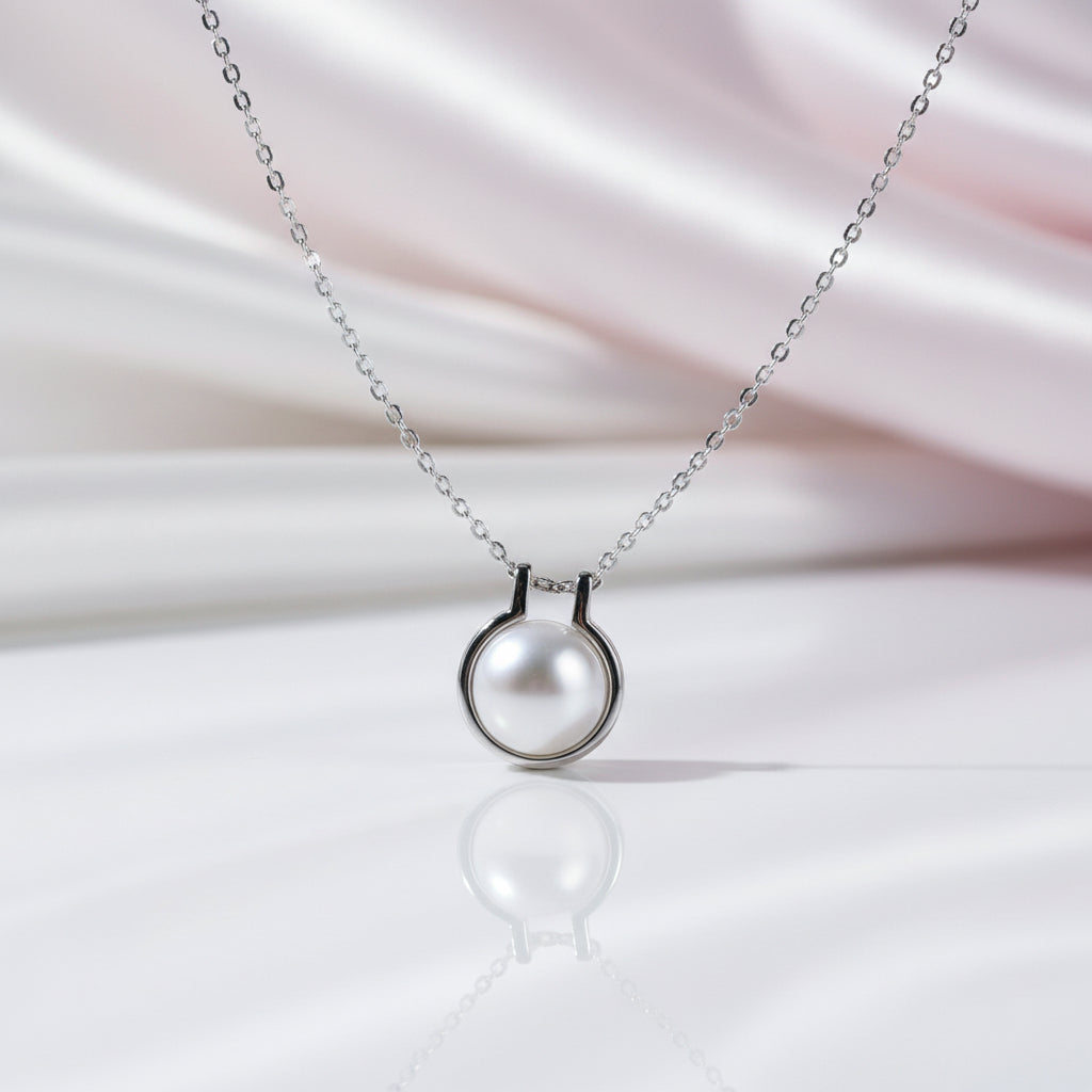 Freshwater Pearl Pendant Necklace-Black Diamonds New York