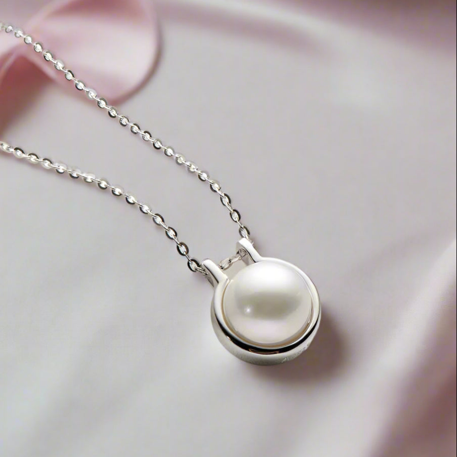 Freshwater Pearl Pendant Necklace-Black Diamonds New York