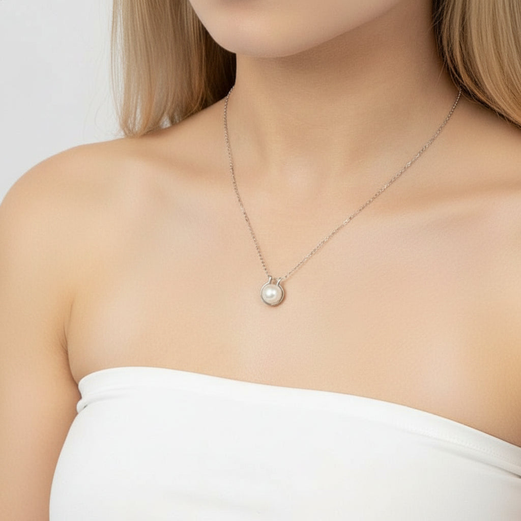 Freshwater Pearl Pendant Necklace-Black Diamonds New York