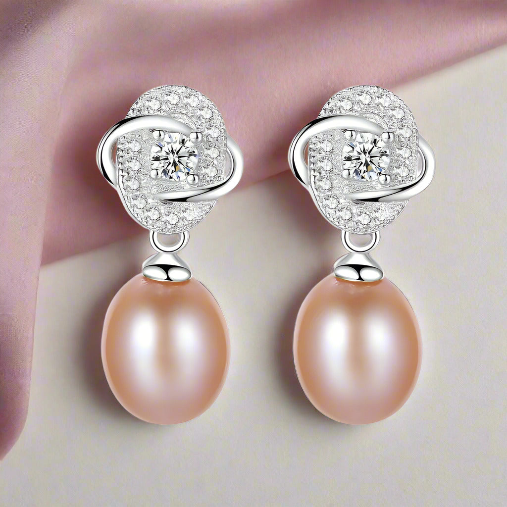 Freshwater Pearl Vintage Flower Stud Earrings-Black Diamonds New York