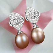 Freshwater Pearl Vintage Flower Stud Earrings-Black Diamonds New York