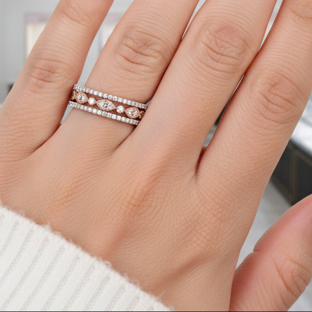 Rose Gold Rings Stackable Wedding Ring Rose Gold Oval Engagement