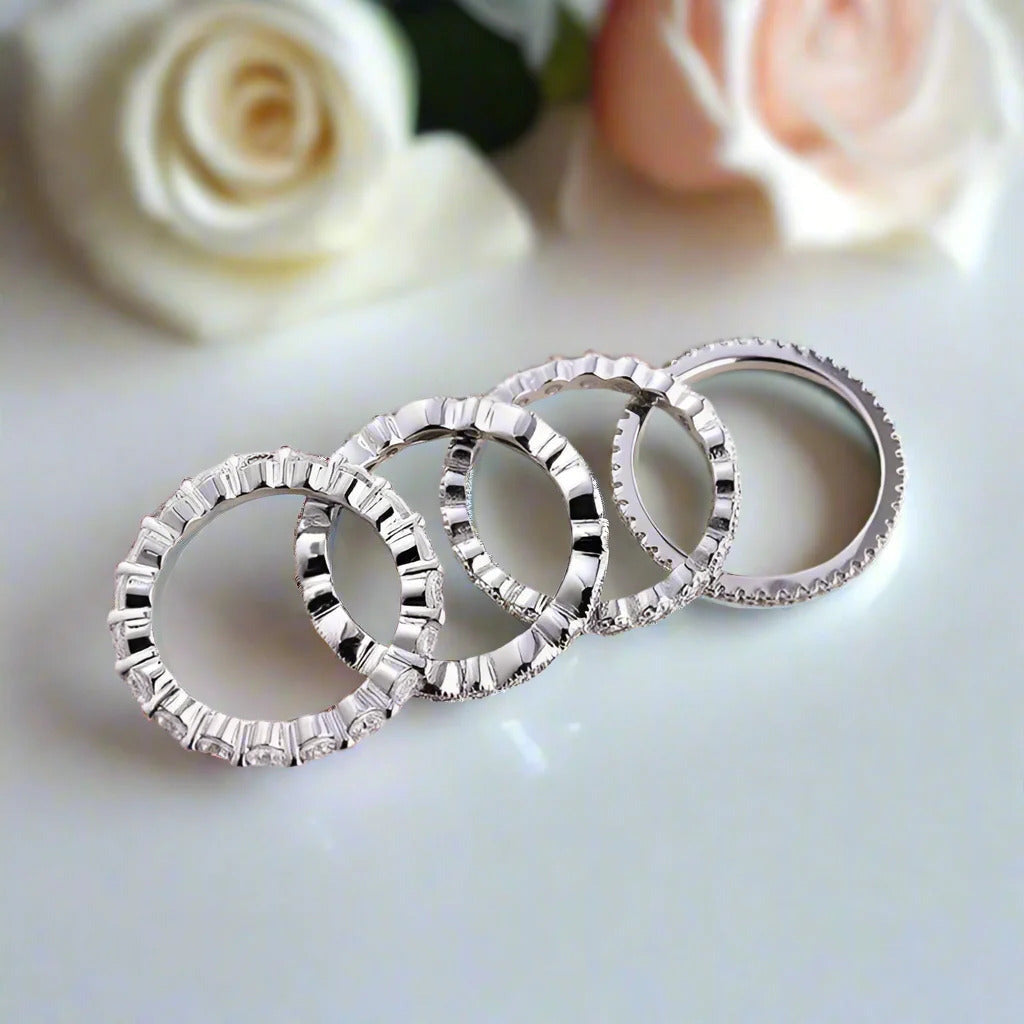 Full Eternity 4PC Stackable Ring Band Set-Black Diamonds New York