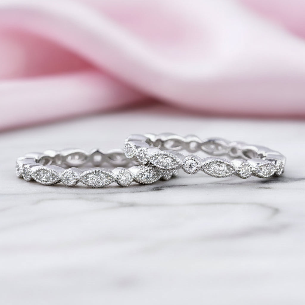 VIP Custom Ring- Full Eternity Art Deco Stacking Wedding Band Set (Aftersale Service)-Black Diamonds New York