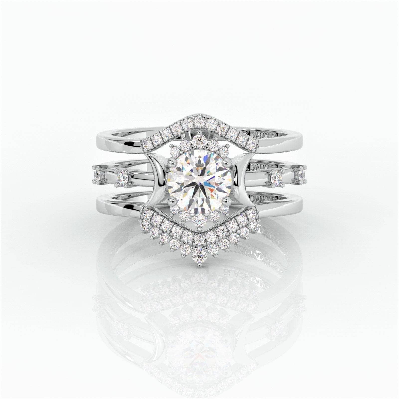 Full Moon- Radiant Celestial Moon Round Created Diamond Gothic Engagement Ring-Black Diamonds New York