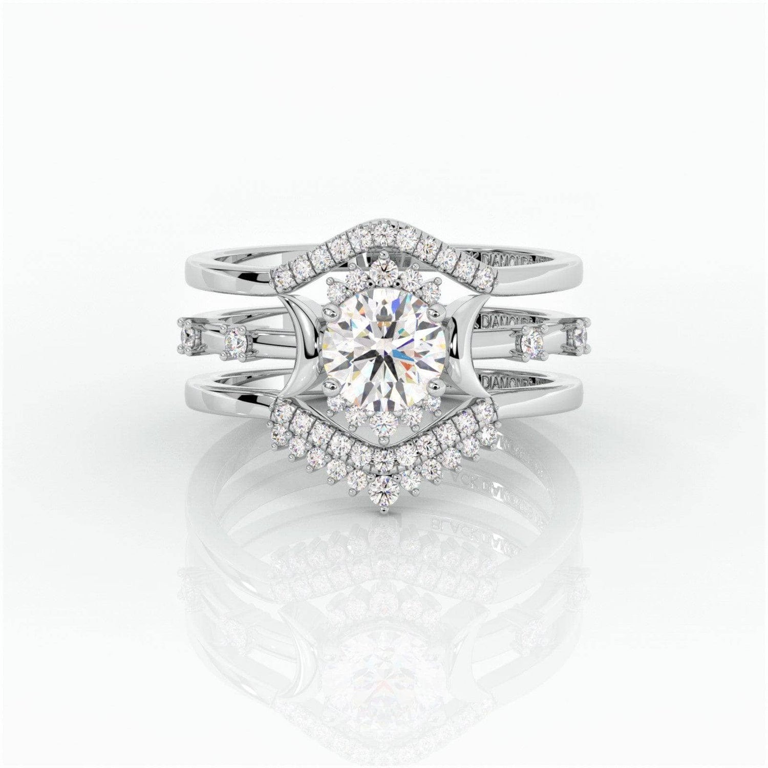 Full Moon- Radiant Celestial Moon Round Created Diamond Gothic Engagement Ring-Black Diamonds New York