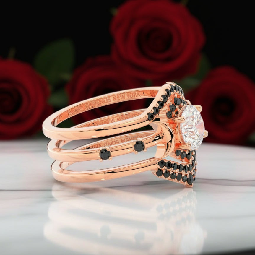 Full Moon- Radiant Celestial Moon Round Created Diamond Gothic Engagement Ring-Black Diamonds New York