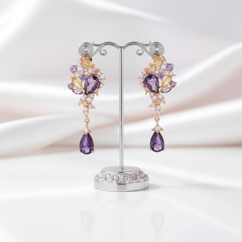 Gemstone Water Drop Earrings-Black Diamonds New York