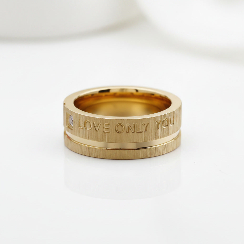 Gender Neutral Love Only You Gold Ring-Black Diamonds New York