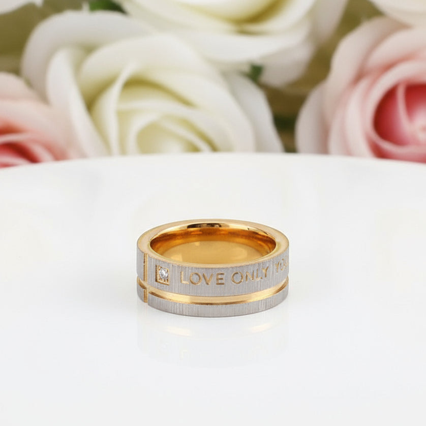 Gender Neutral Love Only You Gold Ring-Black Diamonds New York