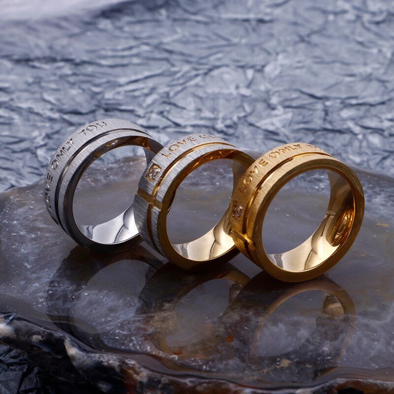 Gender Neutral Love Only You Gold Ring-Black Diamonds New York