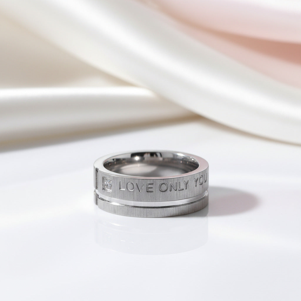 Gender Neutral Love Only You Gold Ring-Black Diamonds New York