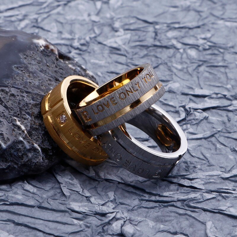 Gender Neutral Love Only You Gold Ring-Black Diamonds New York