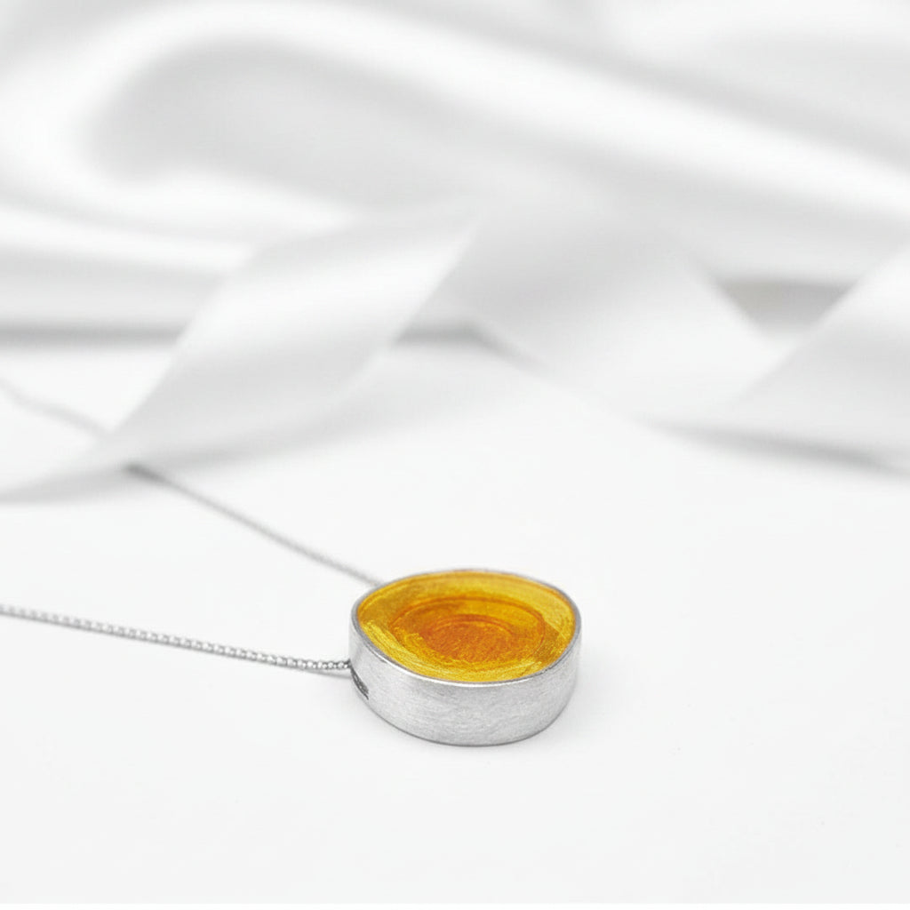 Geometric Round Epoxy Pendant-Black Diamonds New York