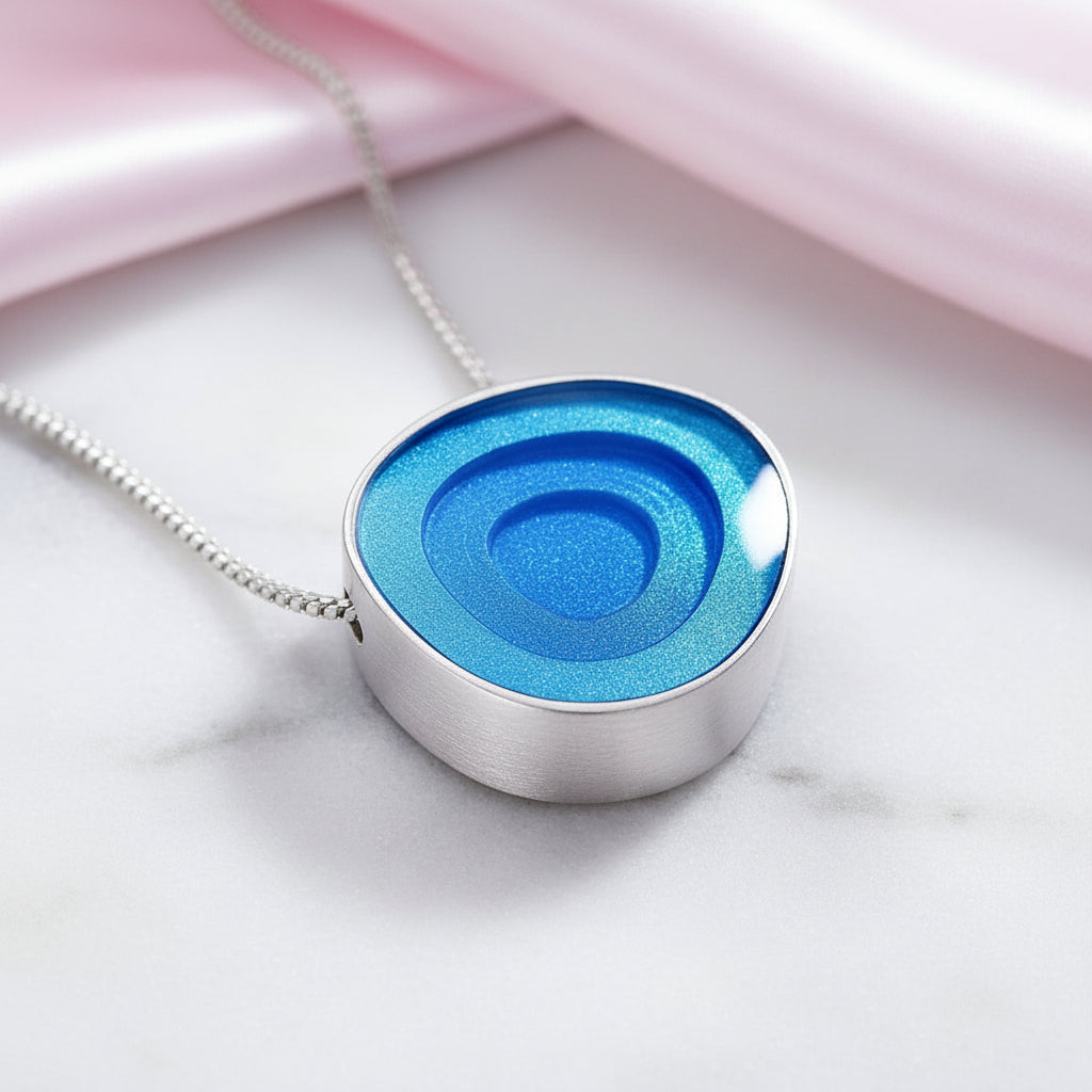 Geometric Round Epoxy Pendant-Black Diamonds New York