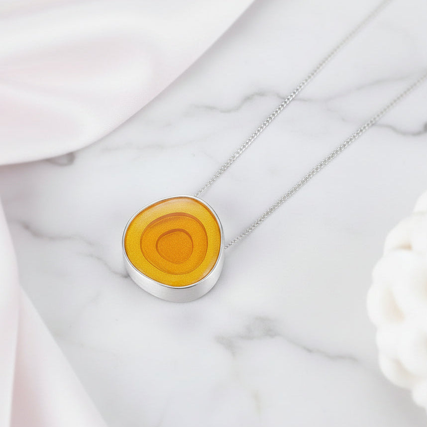Geometric Round Epoxy Pendant-Black Diamonds New York