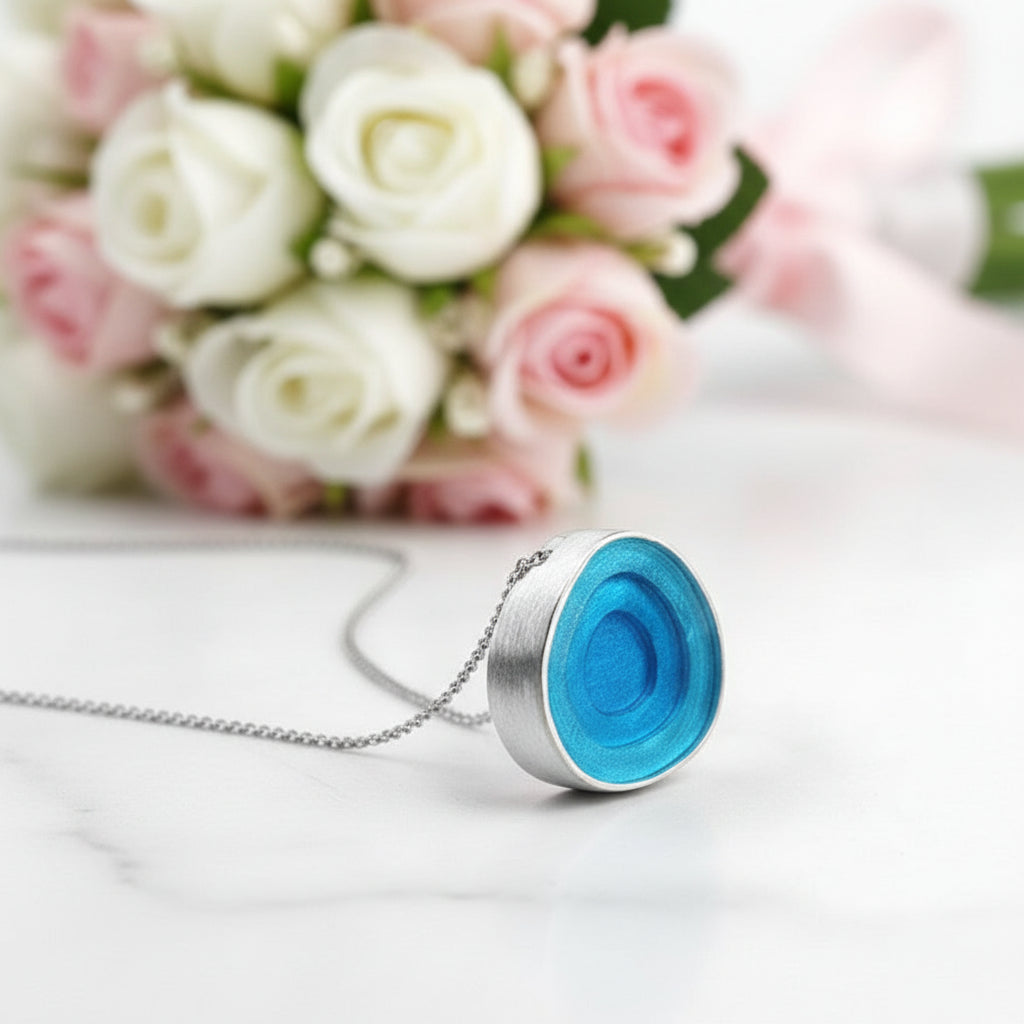 Geometric Round Epoxy Pendant-Black Diamonds New York