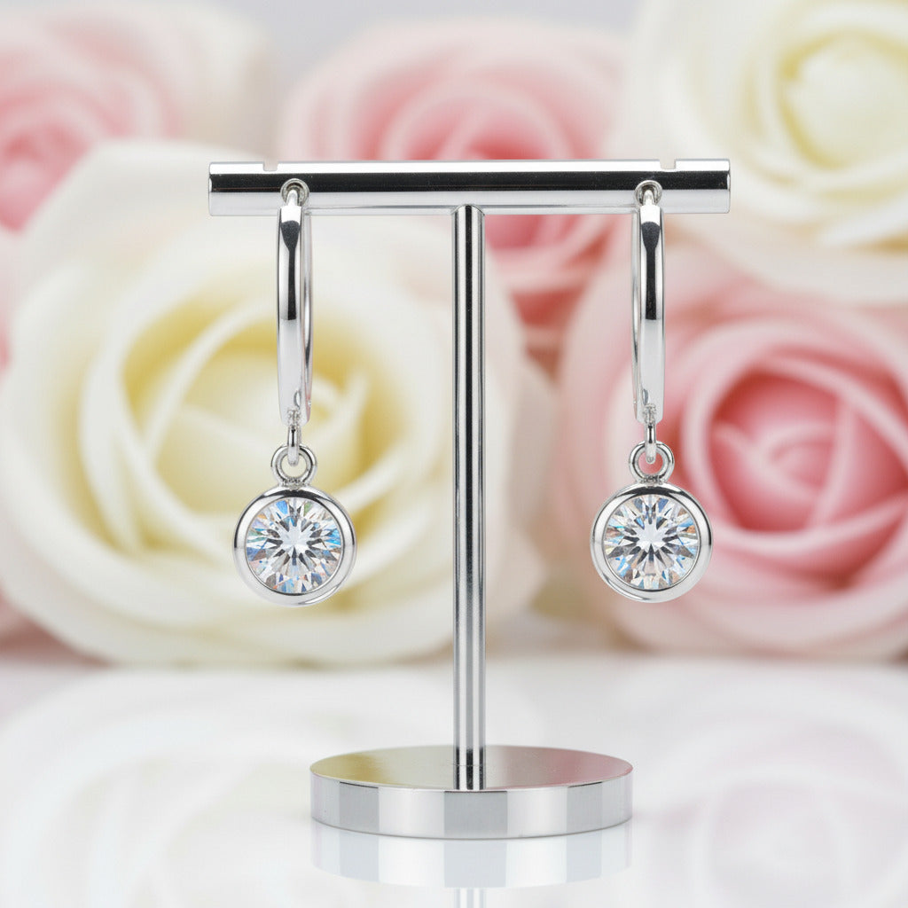 Geometric Star Diamond Hoop Earrings-Black Diamonds New York