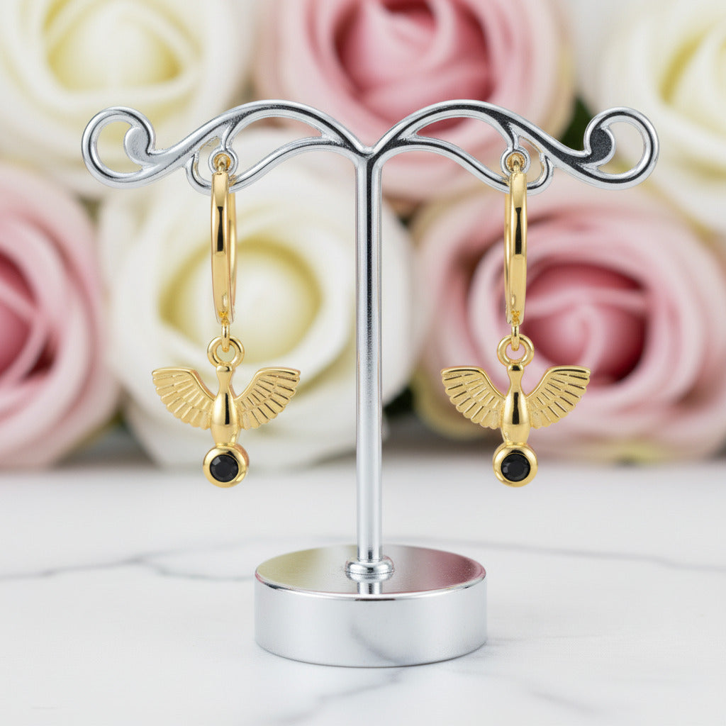 Geometric Star Diamond Hoop Earrings-Black Diamonds New York