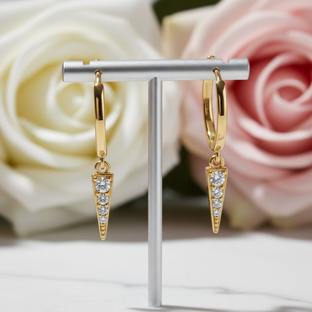 Geometric Star Diamond Hoop Earrings-Black Diamonds New York