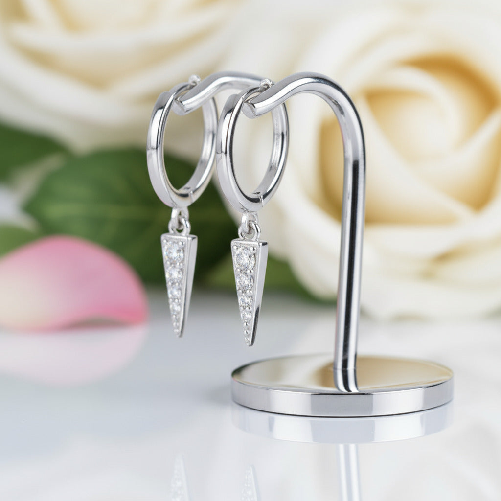 Geometric Star Diamond Hoop Earrings-Black Diamonds New York