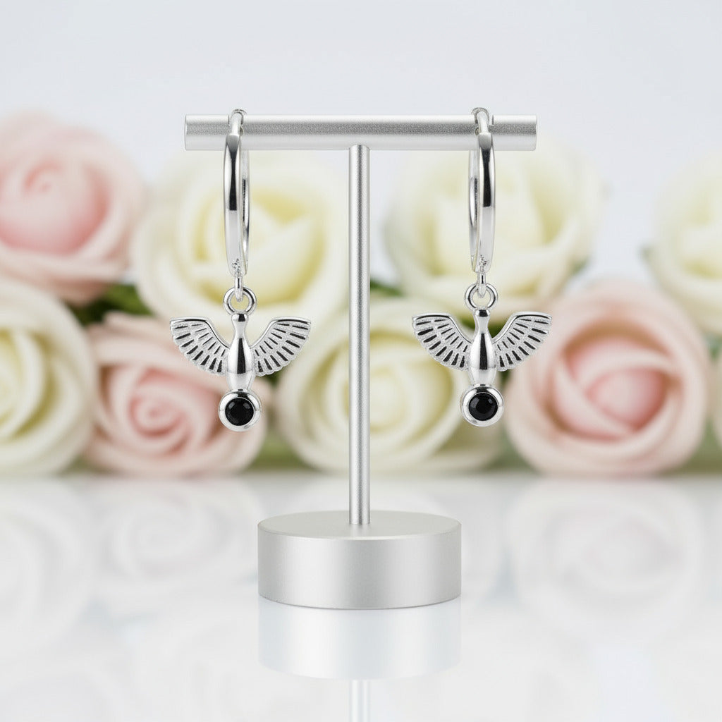 Geometric Star Diamond Hoop Earrings-Black Diamonds New York