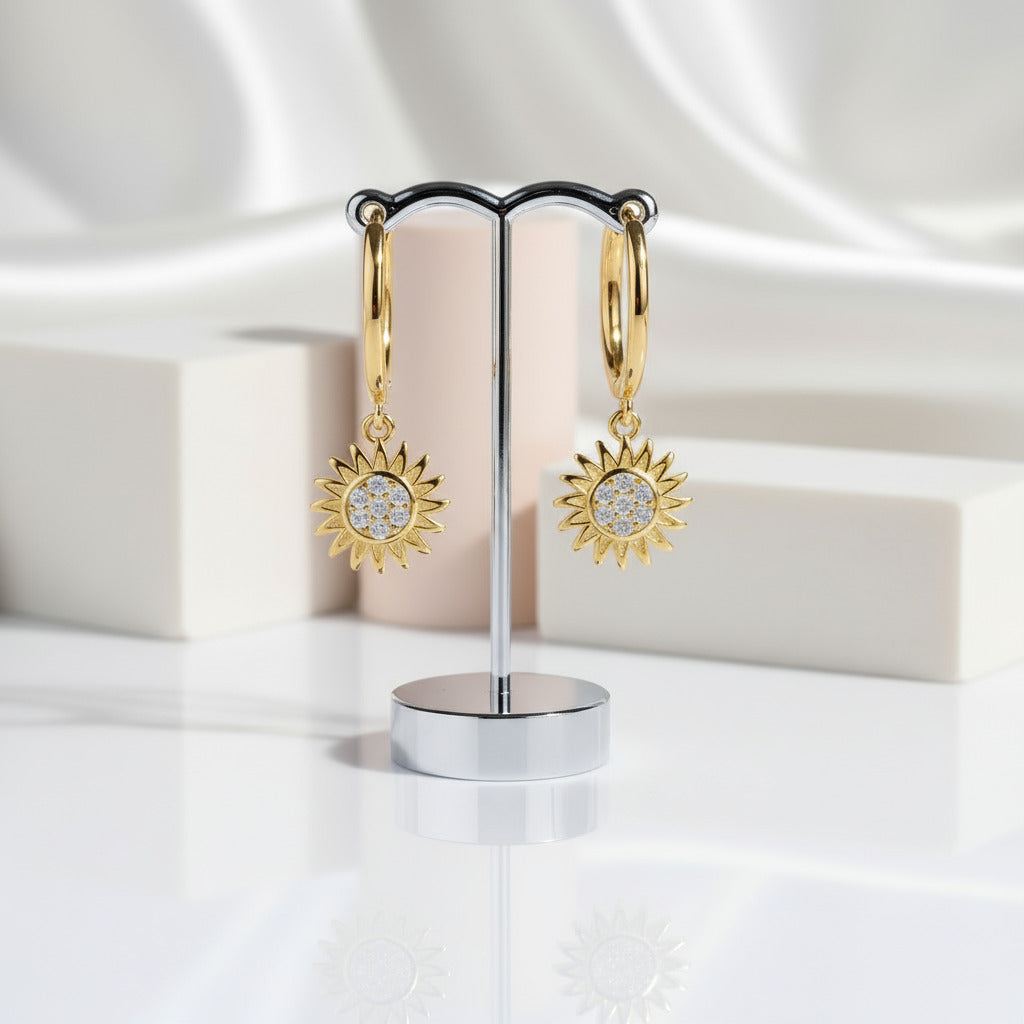 Geometric Star Diamond Hoop Earrings-Black Diamonds New York