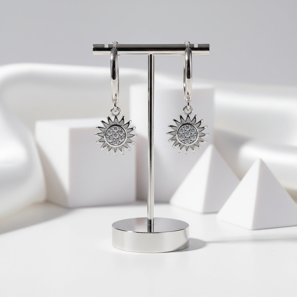 Geometric Star Diamond Hoop Earrings-Black Diamonds New York