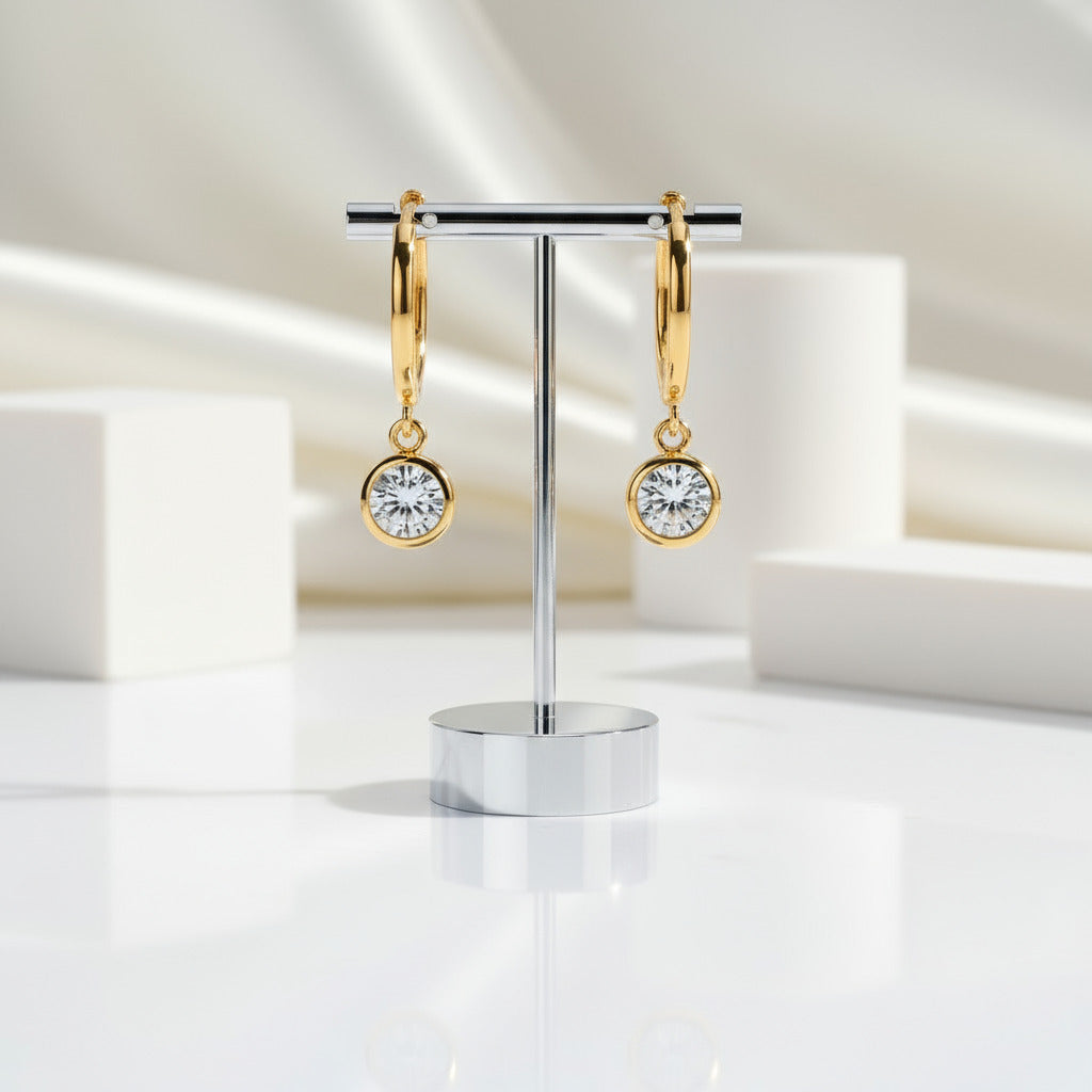 Geometric Star Diamond Hoop Earrings-Black Diamonds New York