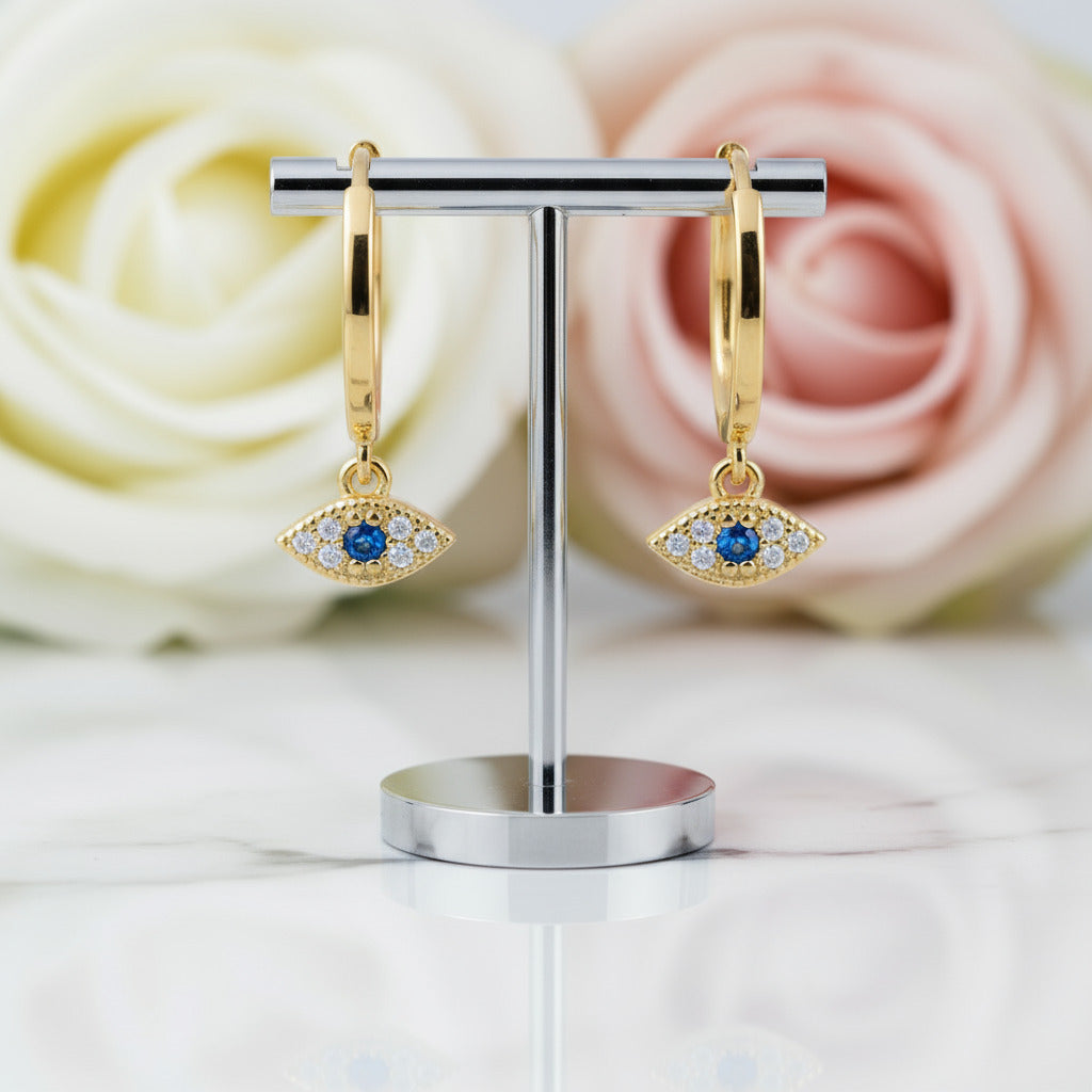 Geometric Star Diamond Hoop Earrings-Black Diamonds New York