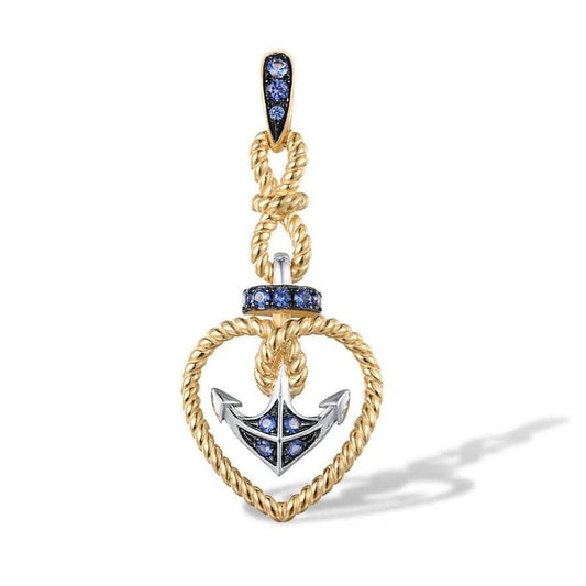 Gold Anchor Pendant-Black Diamonds New York