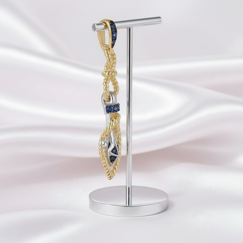 Gold Anchor Pendant-Black Diamonds New York