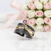 Golden Bead Honey Raindrop Amethyst Ring-Black Diamonds New York