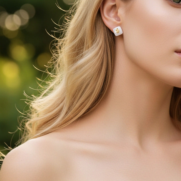 Golden Bee Stud Earrings-Black Diamonds New York