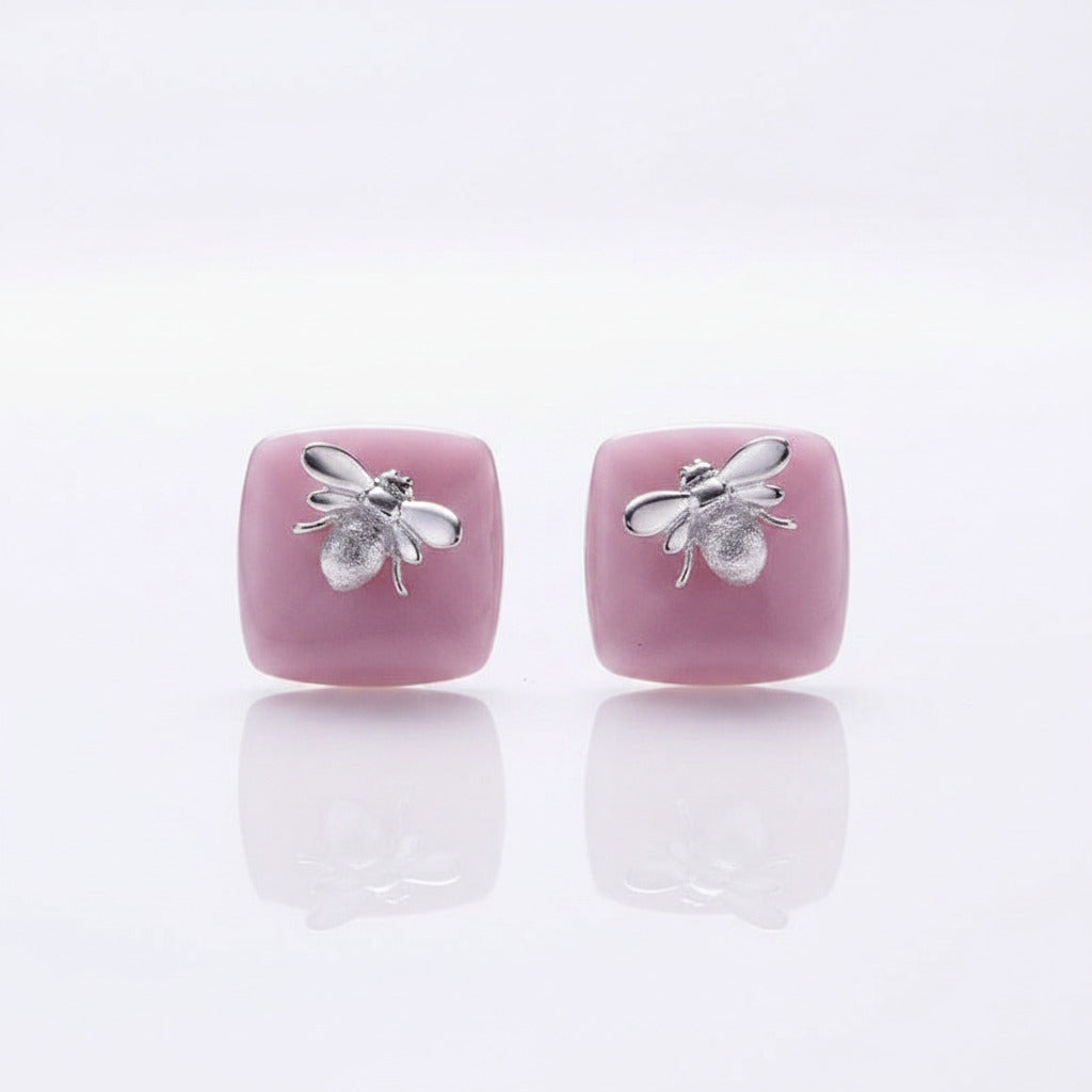 Golden Bee Stud Earrings-Black Diamonds New York