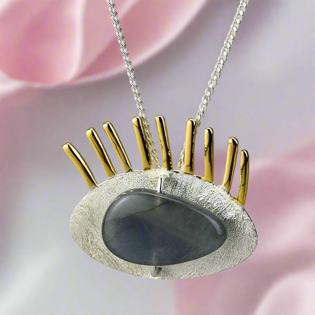 Golden Eyelashes Pendant-Black Diamonds New York