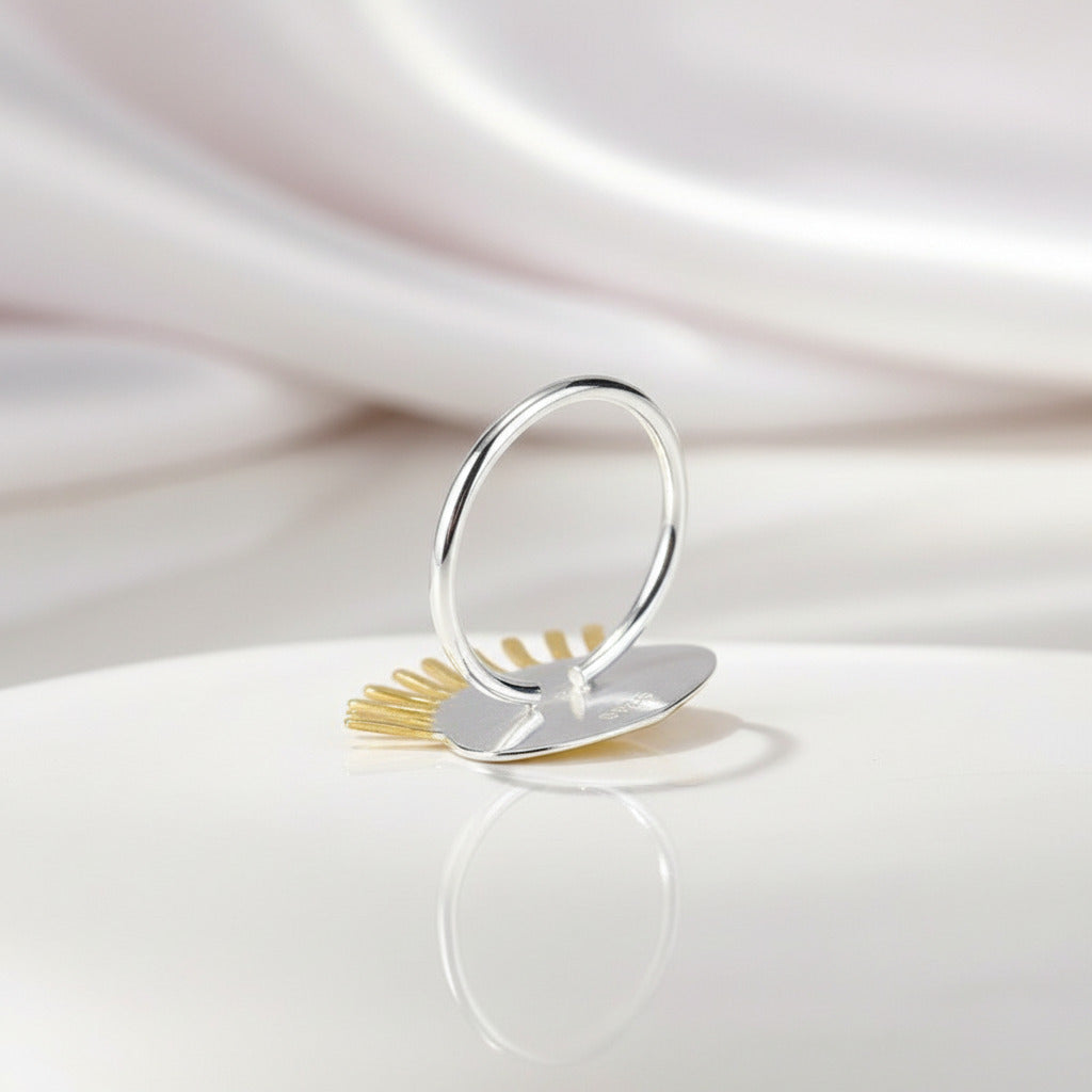 Golden Eyelashes Ring-Black Diamonds New York