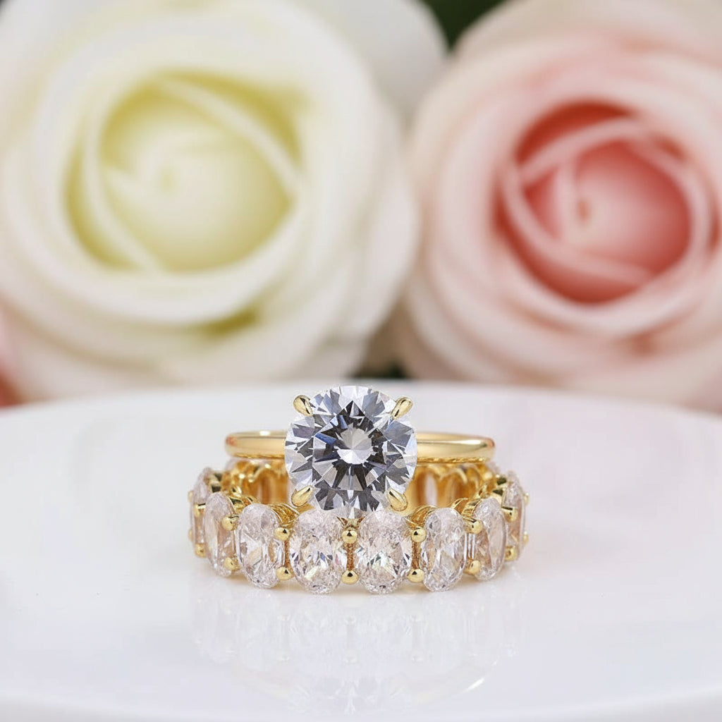 Gorgeous 3.5 Carat Round Cut Wedding Ring Set-Black Diamonds New York