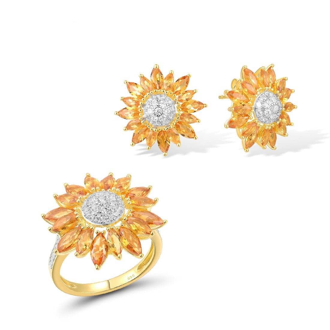 Gorgeous EVN Stone Sun Flower Jewelry Set-Black Diamonds New York