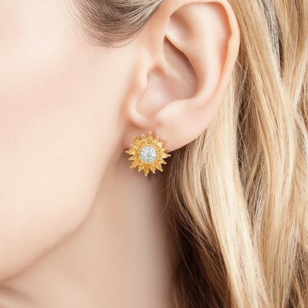 Gorgeous Round & Marquise Cut Diamond Option Sun Flower Jewelry Set-Black Diamonds New York