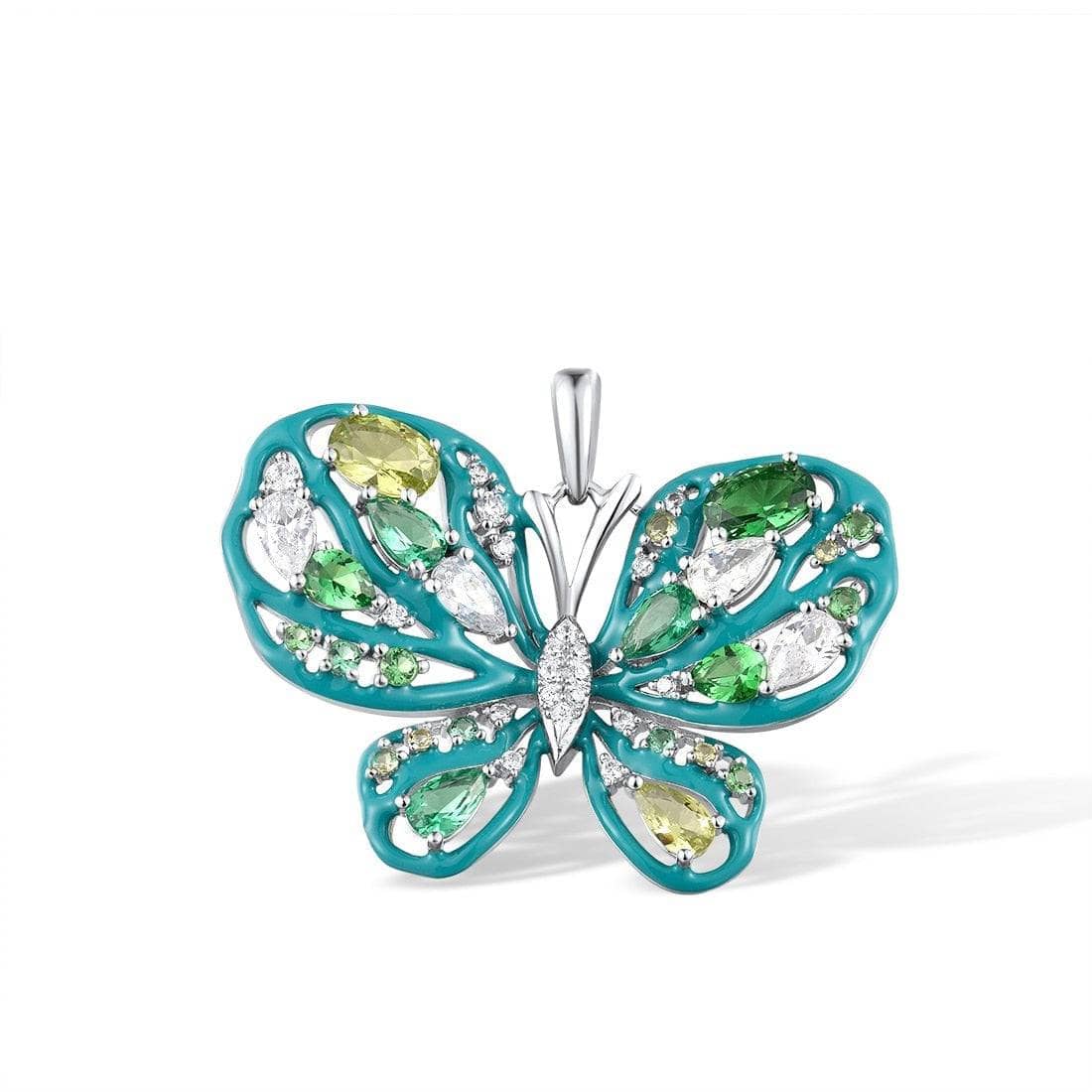 Gorgeous Green Spinel Butterfly Pendant-Black Diamonds New York